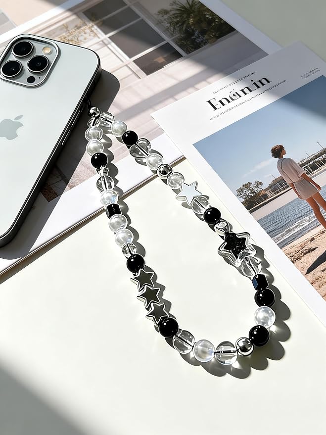 2 Pcs Phone Charm Strap Hand for iPhone Wrist Strap Camera Lanyard Pearl Beaded