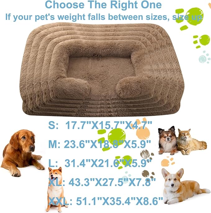 Dog Beds Large Sized dog Orthopedic, Sofa Dog Bed with Waterproof Lining and Nonskid Bottom, Rectangle Washable Dog Bed for Medium Small Dogs and Cats Comfortable ( Color : Khaki , Size : 31 x 21" )