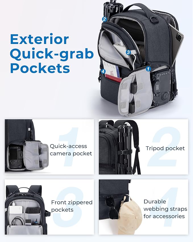 BAGSMART Camera Backpack, DSLR SLR Small Camera Bags