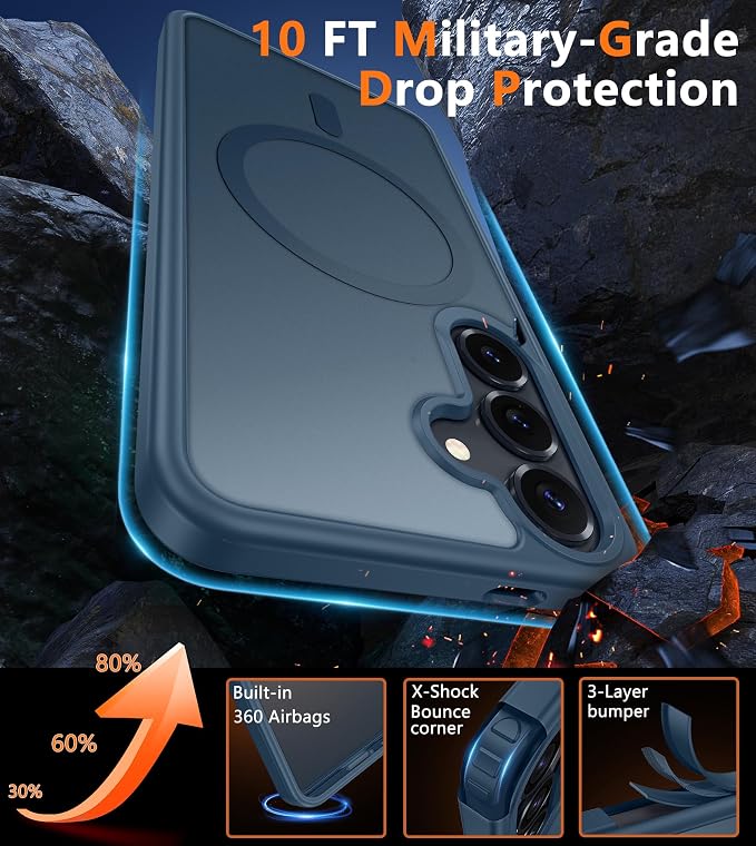 FNTCASE for Samsung Galaxy S25 Case: for Galaxy S24 Cases Magnetic Military