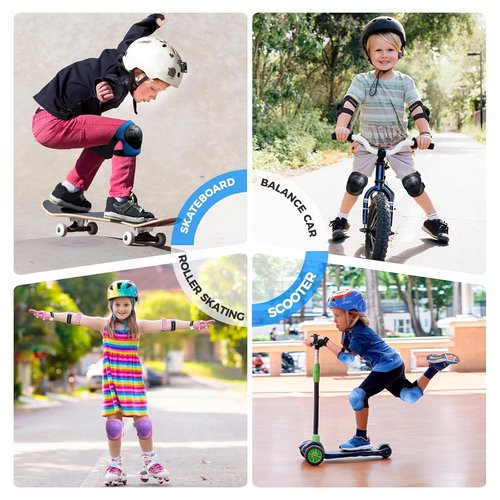 BOSONER Kids Protective Gear Set - Knee Pads, Elbow Pads & Wrist Guards for Ages 3-15 | Ideal for Skating, Cycling & BMX