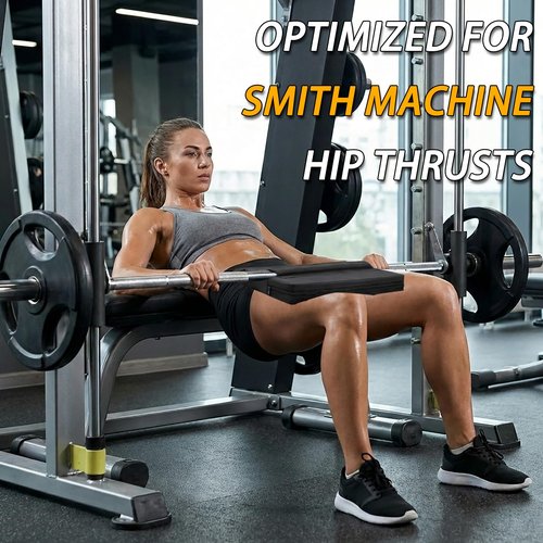 Lights Mountain Square Hip Thrust Pad for Smith Machine, Extra Thick Firm Barbell Pad for Glute Bridges, Non-Slip Hook & Loop, Heavy Duty Support for Squats & Hip Thrusts, Home Gym Equipment (Black)