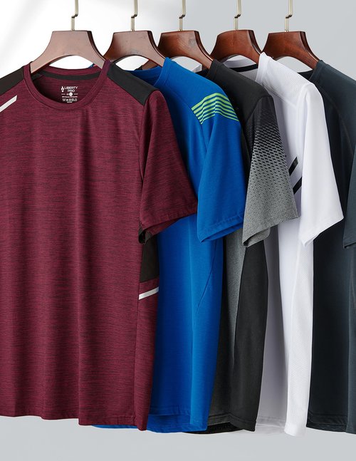 5 Pack Men’s Active Quick Dry Crew Neck T Shirts | Athletic Running Gym Workout Short Sleeve Tee Tops Bulk (Set 2, XX-Large)