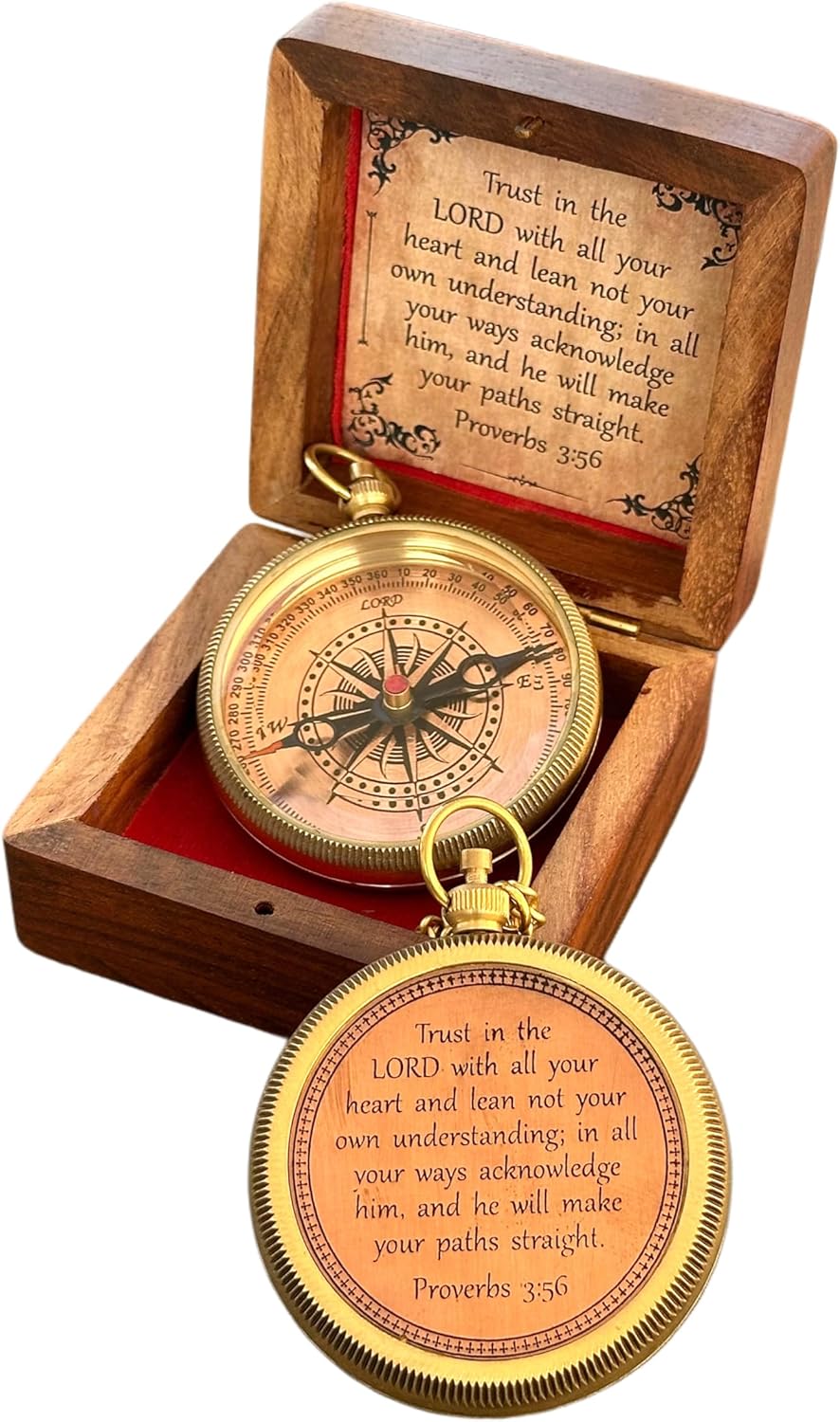 Trust in The Lord Compass - Engraved Proverbs 3:5-6 Quote | Unique Baptism Gift for Men