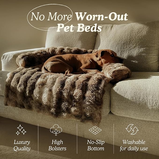 Cloud Pet Sofa Bed, Ultimate Comfort Warm Couch Cover with Fluffy Plush, Anti-Slip Machine Washable Pet Bed Easy to Maintain for Furniture Protector (Dark Gray(29.5 * 29.5in))