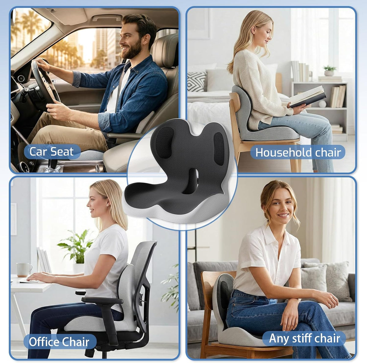 Ergonomic Seat Cushion with Lumbar Support Pillow for Office and Car