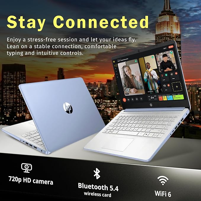 HP Stream 14" HD Laptop, Intel Processor N150, 16GB RAM, 128GB UFS, Intel Graphics, Copilot, Fast Charge, Wi-Fi 6, Win 11 S, Sky Blue (Renewed)