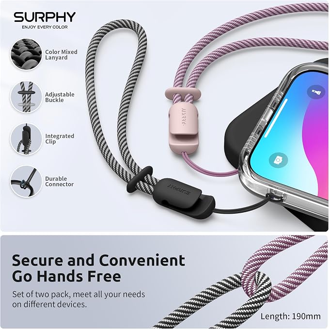 SURPHY 2 Pack Phone Lanyard for Cellphone Case, Phone Wrist Strap for Case