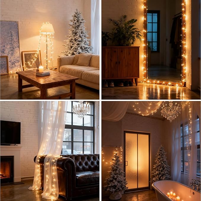 Dailyart Fairy Lights Plug in, 2000 Led Twinkle String Light with Remote 130Ft Waterproof 8 Modes Warm Cluster Lights with Timer for Bedroom Wreath Window Wedding Christmas Tree Decoration,Black Wire