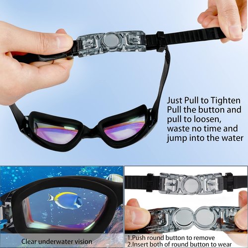 EWPJDK Swim Goggles - Anti-Fog, Leak-Proof Design | 2 Pack for Adults, Men & Women