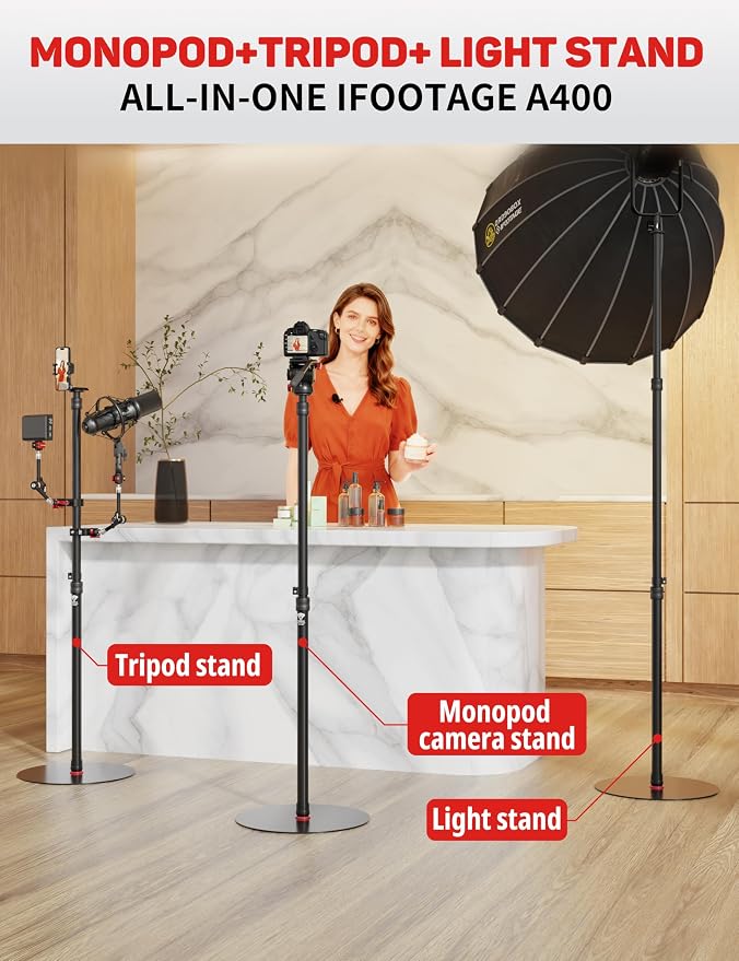 IFOOTAGE A400 Round Base Monopod Light Stand