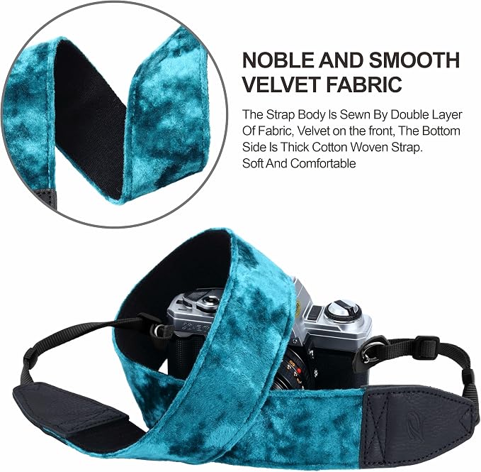 Padwa Lifestyle Peacock Blue Velvet Camera Strap