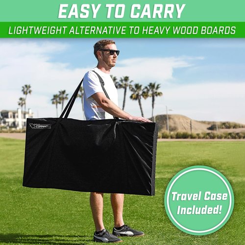 GoSports Portable Cornhole Set - Choose 4x2 Ft or 3x2 Ft | Includes 8 Bean Bags & Travel Case