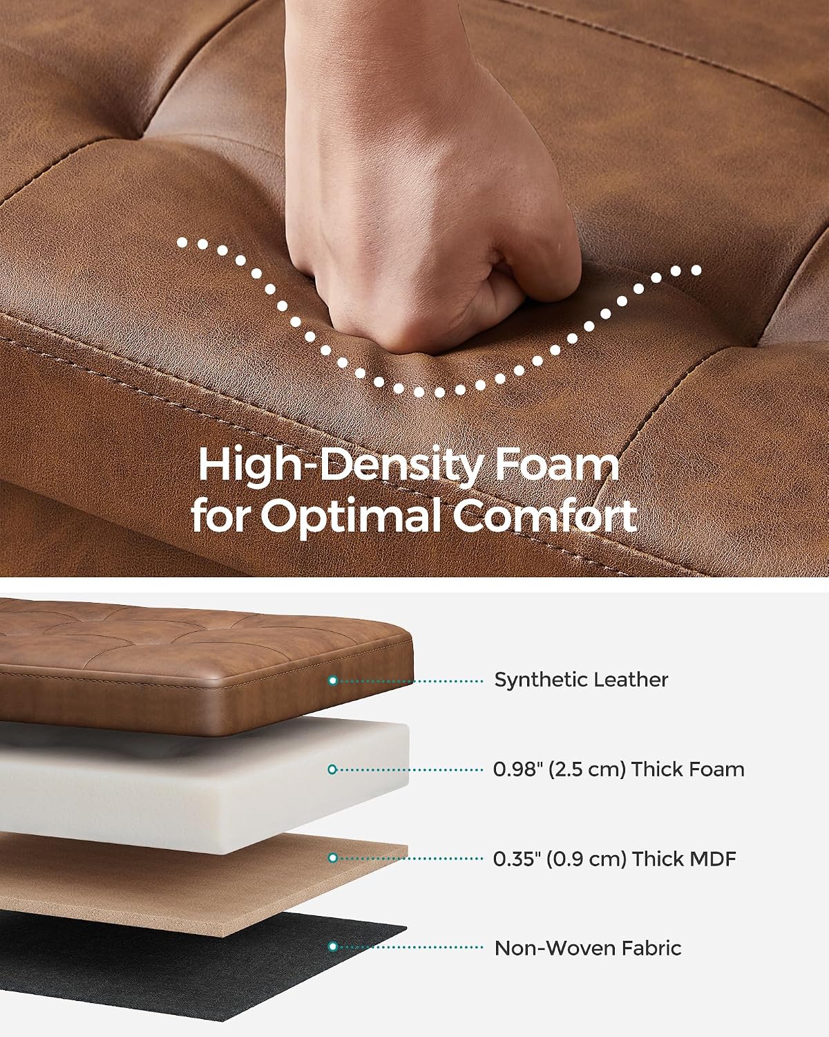 SONGMICS 30 Inches Folding Storage Ottoman Bench with Flipping Lid