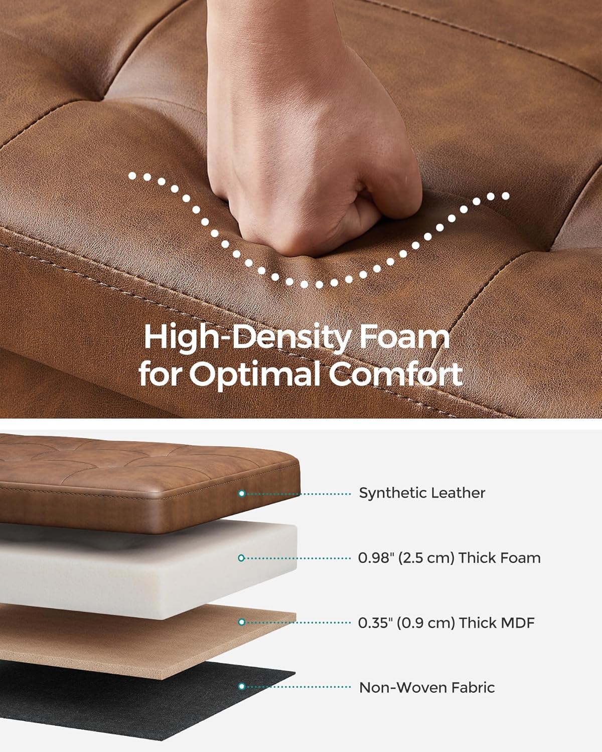 SONGMICS 43.3 Inches Folding Storage Ottoman Bench with Flipping Lid