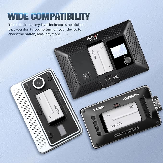 VILTROX NP-F970 Battery 2 Packs, Replacement