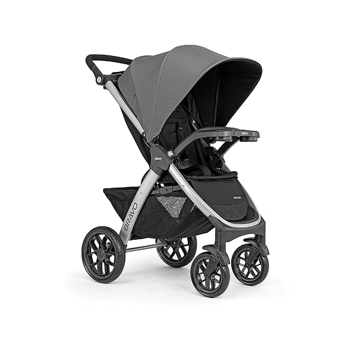 Chicco Bravo 3-in-1 Trio Travel System, Bravo Quick-Fold Stroller with KeyFit 30 Infant Car Seat and Base, Car Seat and Stroller Combo | Brooklyn/Navy