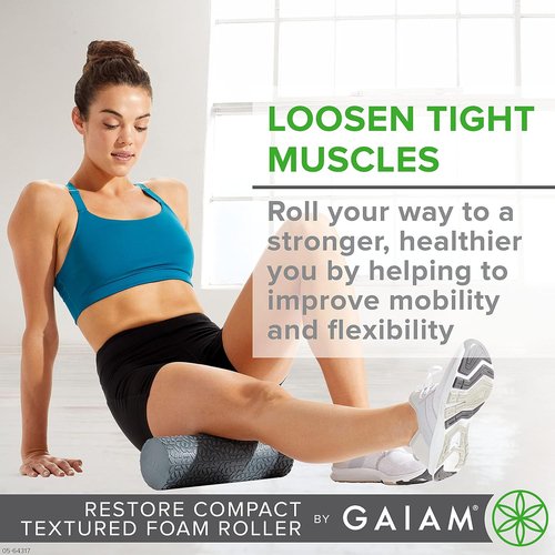 Gaiam Restore Foam Roller - Compact Textured Muscle Repair Massager | 12”L x 4" Diameter for Improved Circulation