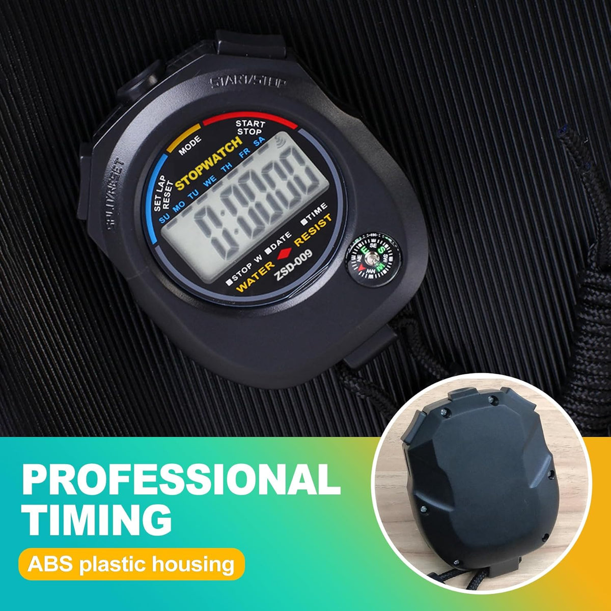 Skiennix Digital Stopwatch Timer - Large Display, 1/100 Sec Accuracy, Includes Lanyard | Perfect for Sports & Training
