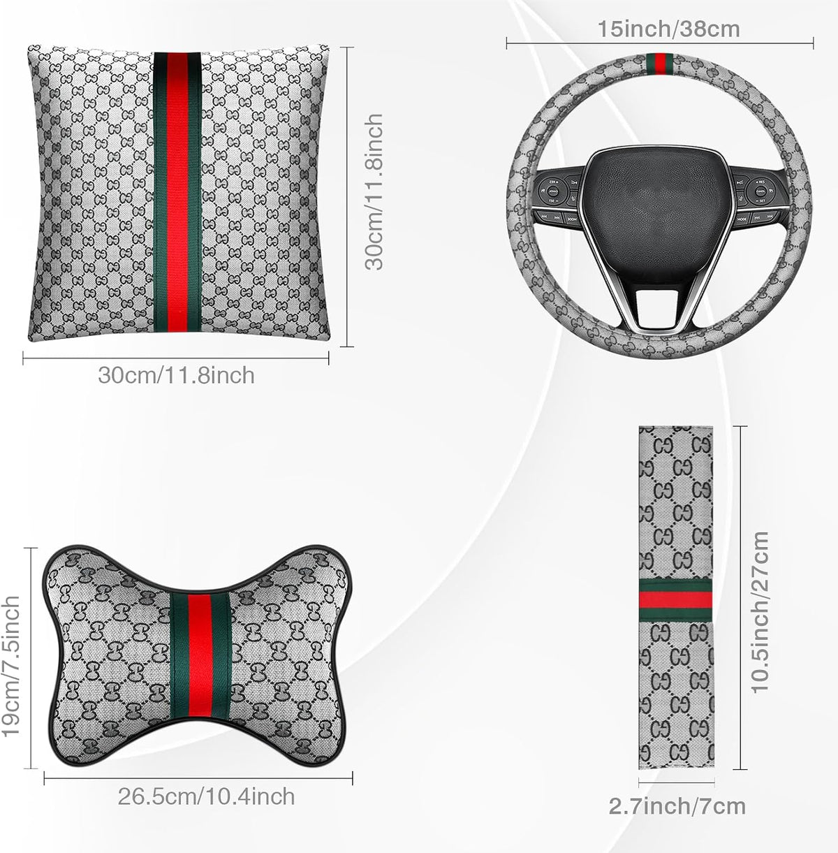 7PCS Steering Wheel Cover Set for Women, Car Accessories