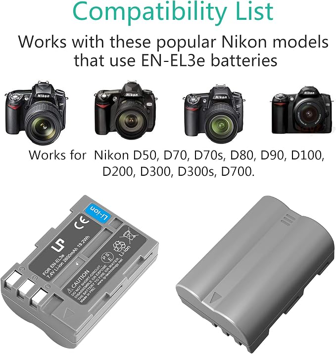 LP EN-EL3e Battery Charger Pack, Replacement