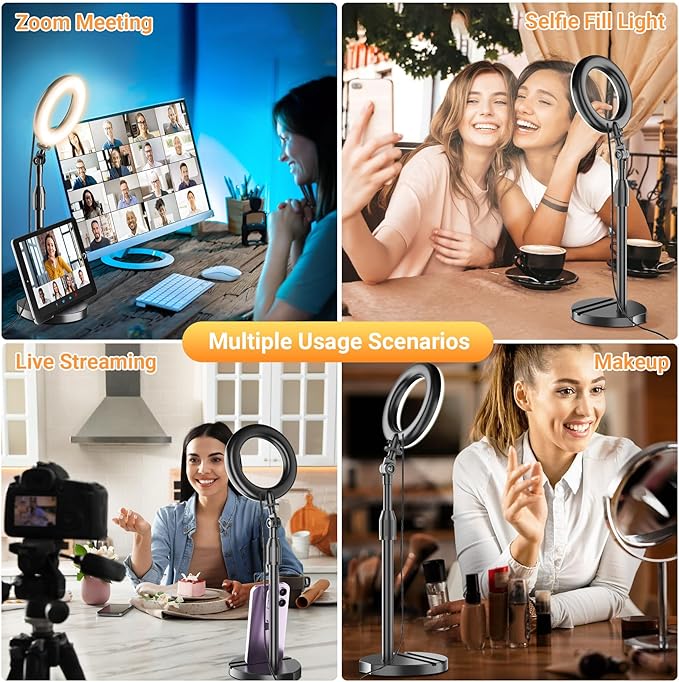 Portable Travel Ring Light for Laptop Zoom Video Conference, Small Halo Lighting