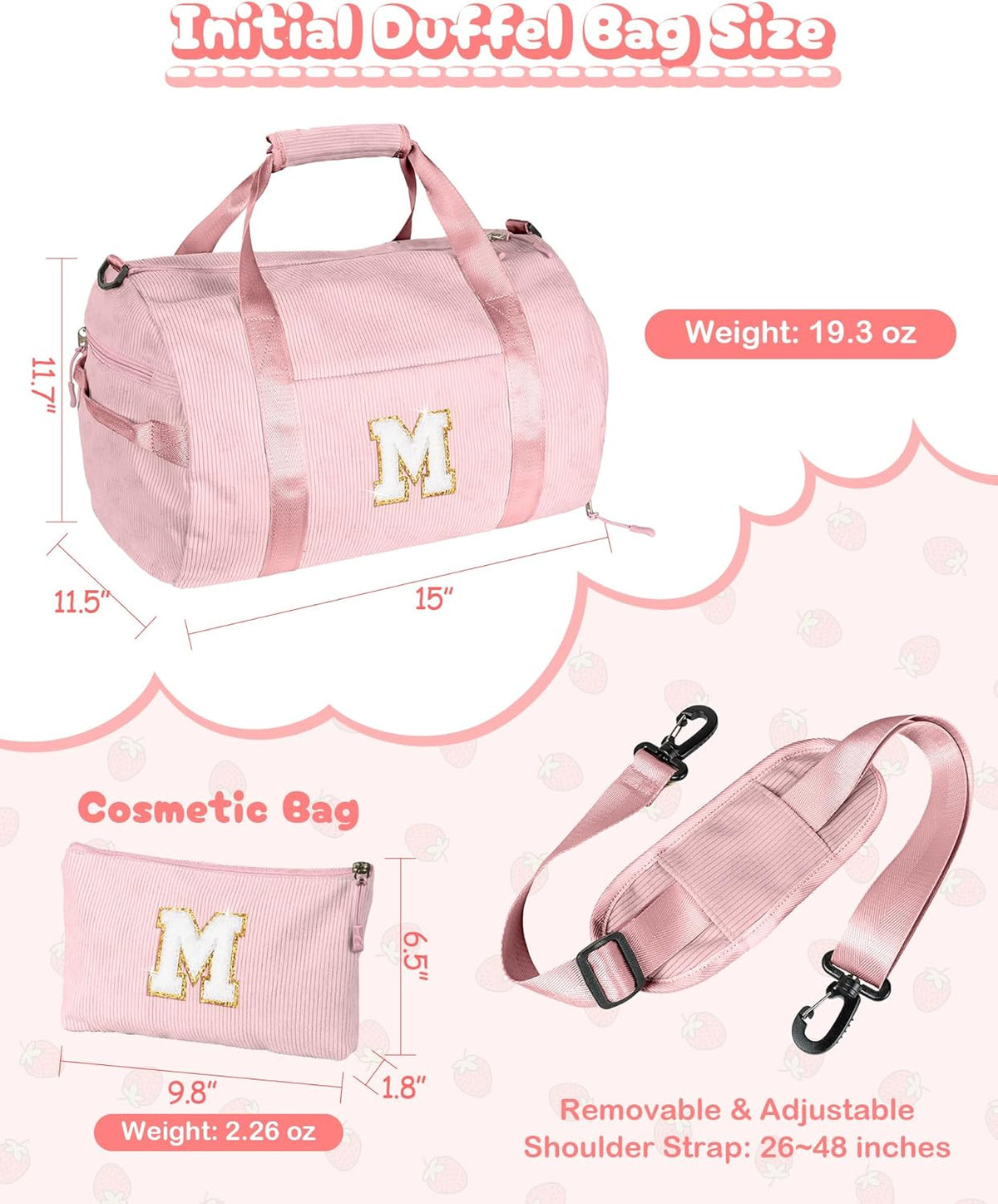 Skiennix Personalized Dance Gym Bag - Kids Duffle with Shoe Compartment & Toiletry Bag | Gift for Girls Ages 3-8 (Letter Y)