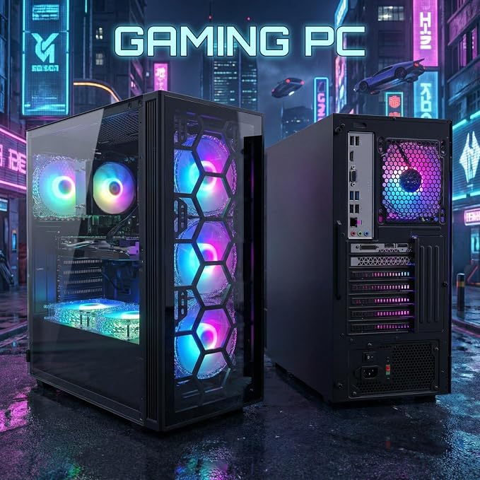 STGAubron Gaming PC Desktop,Core I7,RTX 3050 6G,32G RAM,1TB SSD | Gaming Computer Tower for Streaming,Video Editing,Home,School,I7 up to 3.9G,ARGB Fan,WiFi 6,BT 5.0,4K DP,HDMI,Win11 Home