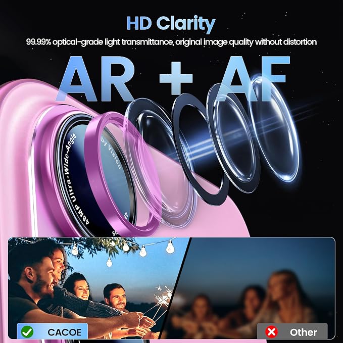 CACOE Camera Lens Protector for iPhone 16/16 Plus/17