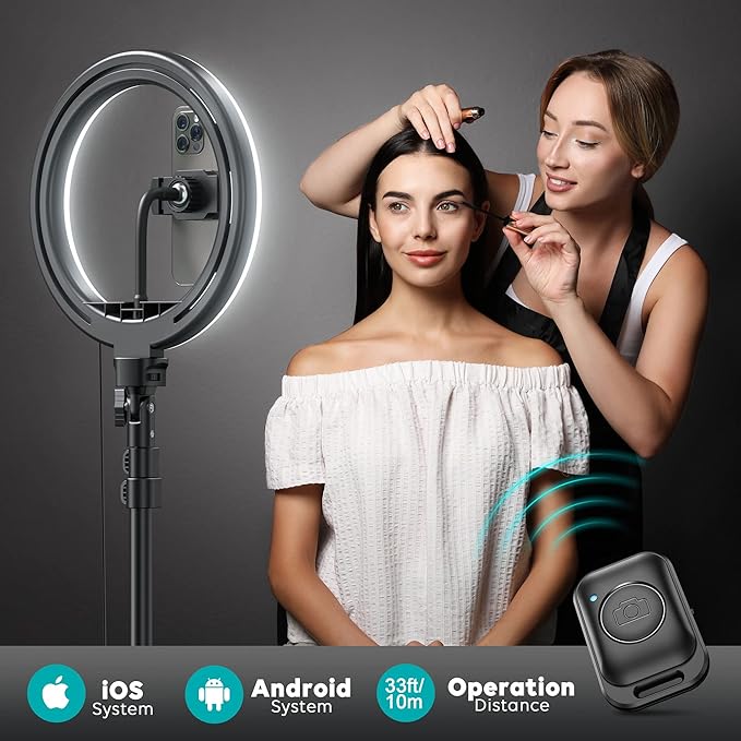 Weilisi 12'' Ring Light with Stand 72'' Tall & 2 Phone Holders, 38 Color Modes