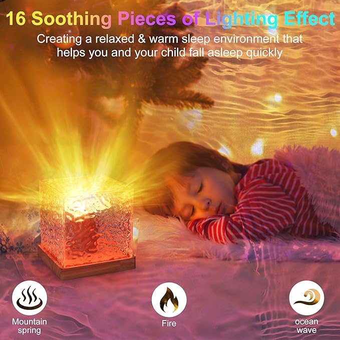 RICHMYC Ocean Wave Projector Light, 16 Colors Gradual Rotating Water Lamp with Remote Control, Beach Decor Sea Themed Northern Lights Projector for Office Bedroom Bar Restaurant(Plug in 4.7in)