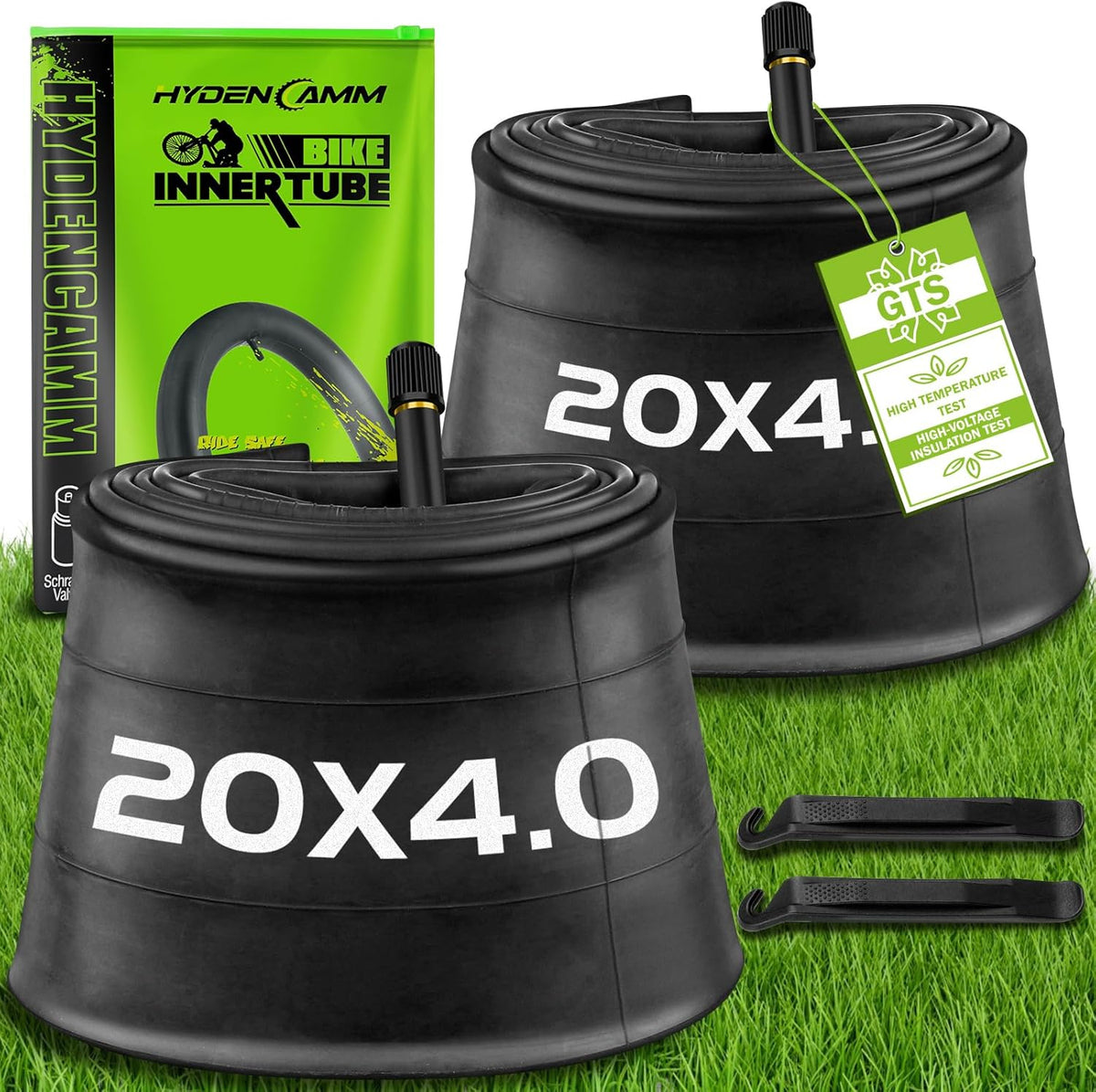 Skiennix Fat Tire Tube - 20"/26" x4.0 E-Bike Bicycle Tubes with AV 32mm Schrader Valve | Includes 2 Tire Levers