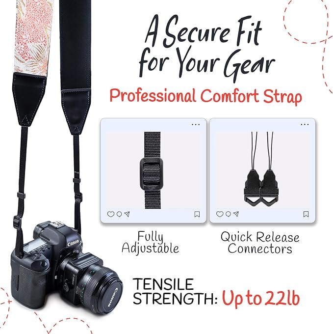 Art Tribute Camera Strap, Vintage Embroidered Neck Shoulder & Crossbody Camera
