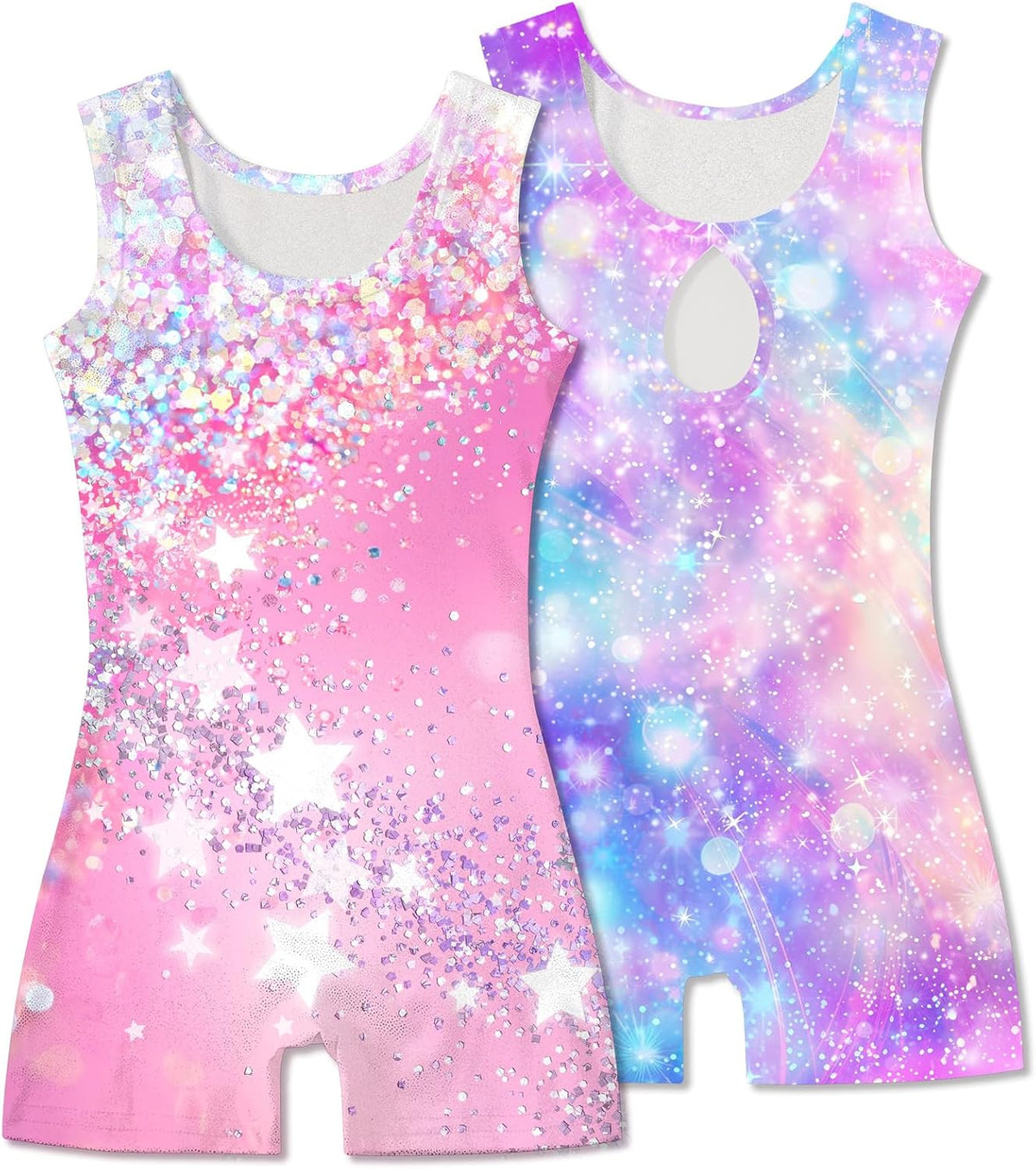 Skiennix Gymnastics Leotards for Girls - Sparkle Sleeveless Biketards | Toddler Tumbling Outfit