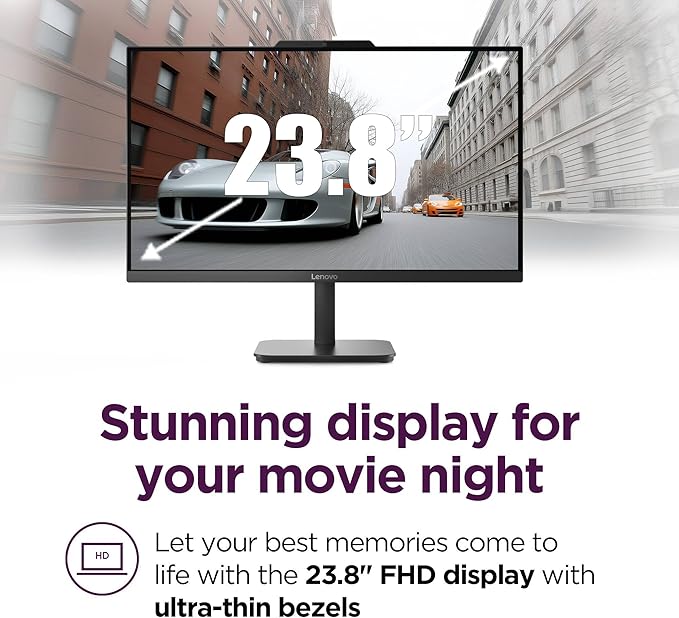 Lenovo IdeaCentre 24 23.8" Intel 32GB 1TB SSD All-in-One Desktop Computer | FHD IPS Screen AIO, WiFi 6, Bluetooth 5.2, Webcam, Keyboard, Mouse, Office 365, Windows 11 Home, Dark Gray