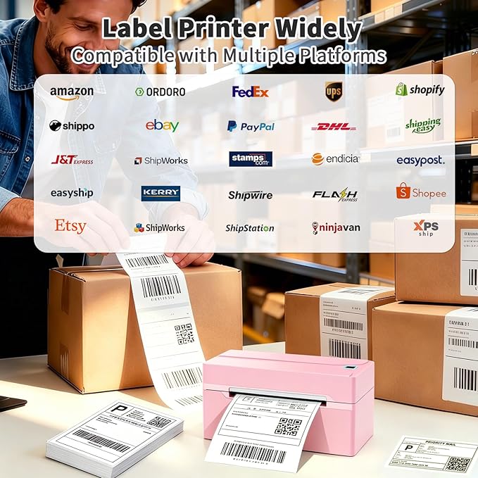 Shipping Label Printer, 4X6 Bluetooth Thermal Label Printer
