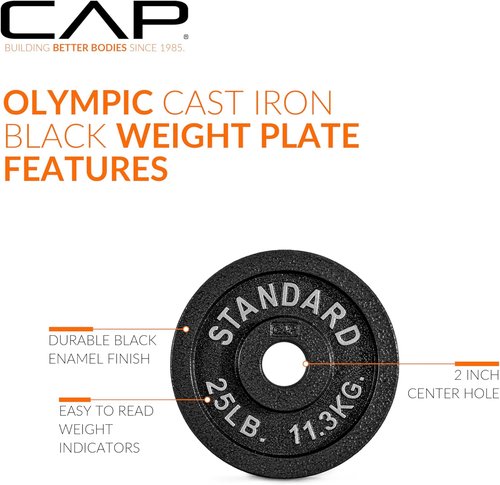 CAP Barbell Olympic Weight Plate - Durable 2-Inch Design | Multiple Sizes Available