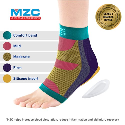 Neo-G Plantar Fasciitis Compression Socks – Support for Plantar Fasciitis, Heel and Arch Pain, Silicone Heel Cushioning for Targeted Pain Relief – Class 1 Medical Device – 1 Pair - L