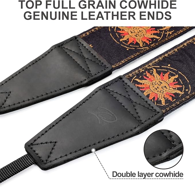 Padwa Lifestyle Helios Moon God Camera Strap -2" Full Grain Leather Ends Camera
