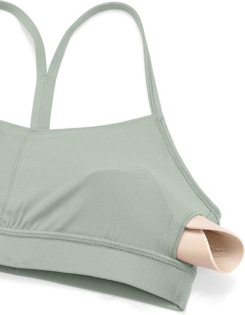 CRZ YOGA Butterluxe Y-Back Sports Bra for Women - Padded Low Impact Workout Top in Spaghetti Strap Design