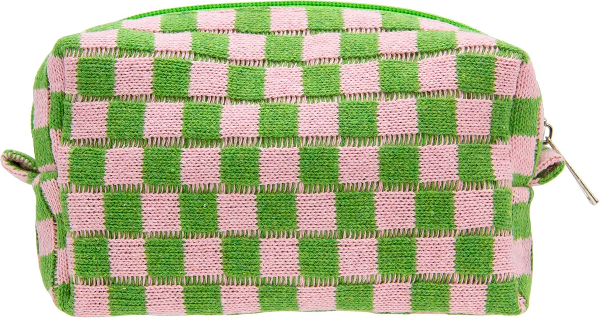 Checkered Makeup Bag for Purse, Small Cosmetic Pouch,Lake Blue,6 Pack