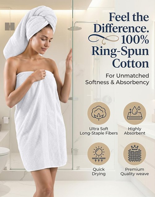 LANE LINEN 100% Cotton Bathroom Towel Set - Soft, Durable & Absorbent | 24-Piece Hotel Quality - White