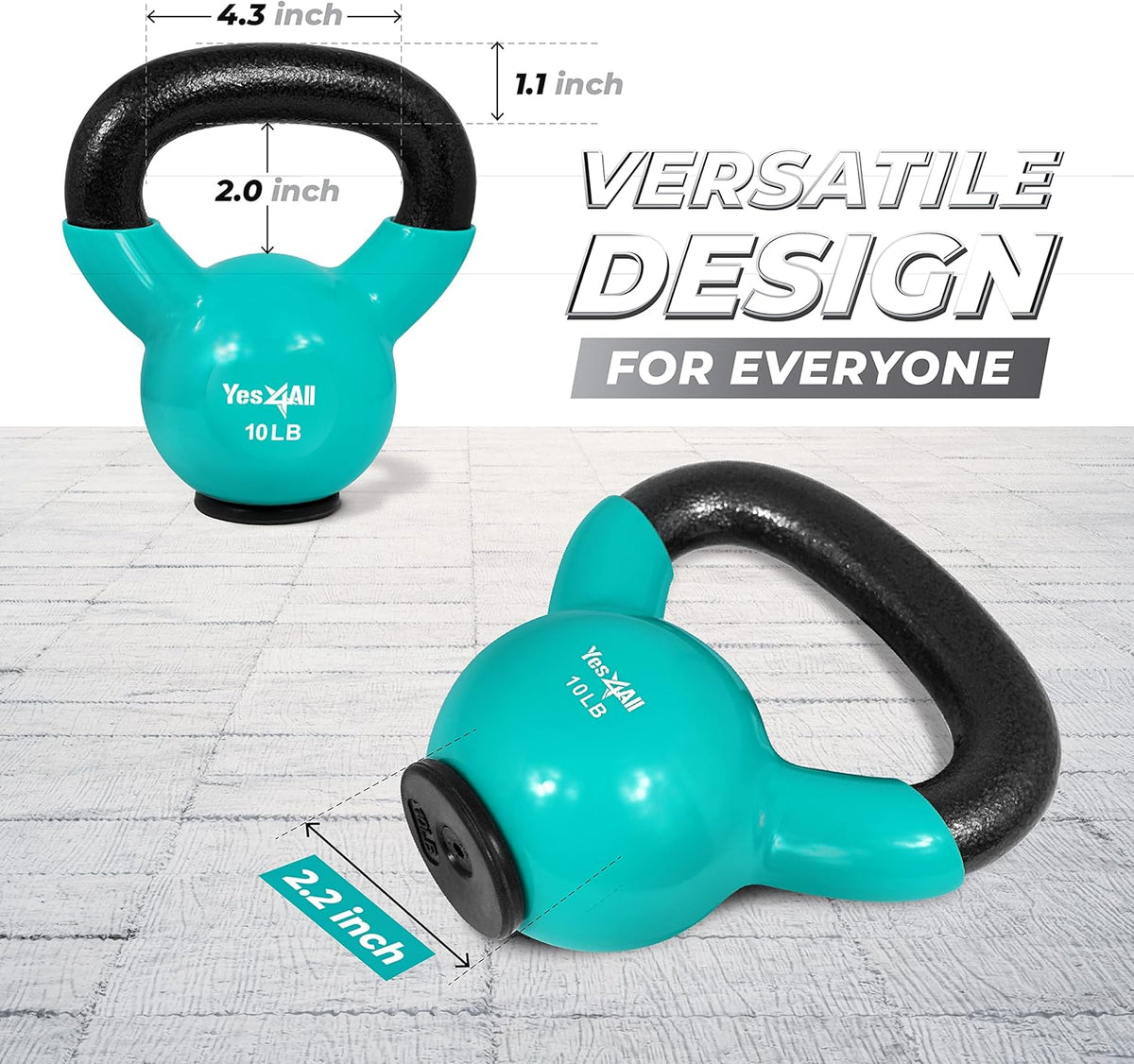 Yes4All Kettlebell Set - Rubber Base Strength Training Weights for Women (10-65 lbs)