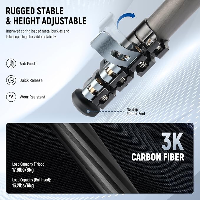 NEEWER 60.4" Travel Tripod Carbon Fiber