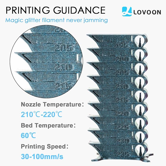LOVOON 3D PLA Filament 1.75mm Sparkle Glitter, Burnt Titanium 3D Printer