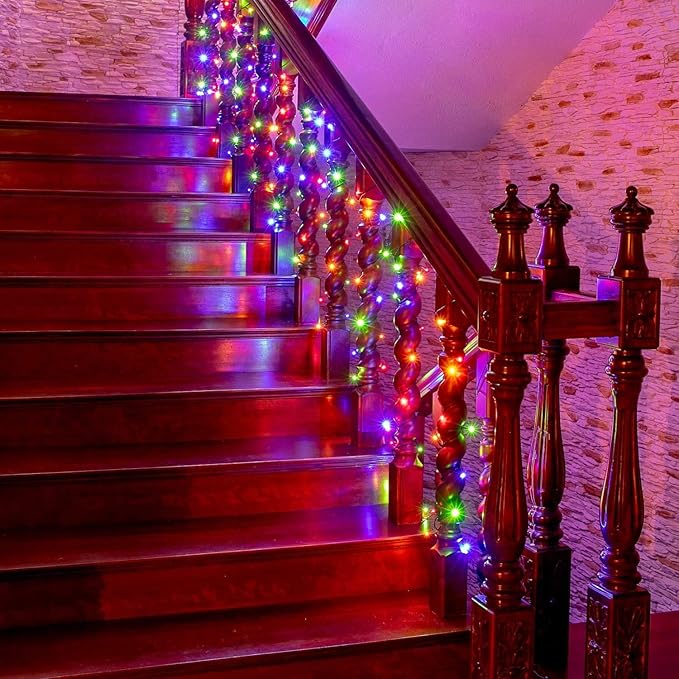 Battery Operated Christmas Lights-132FT 300 LED 8 Modes Outdoor/Indoor Waterproof Fairy Lights, Decorative Light Strings for Wedding Party Bedroom Roof Garden Halloween Thanksgiving Holiday,Multicolor
