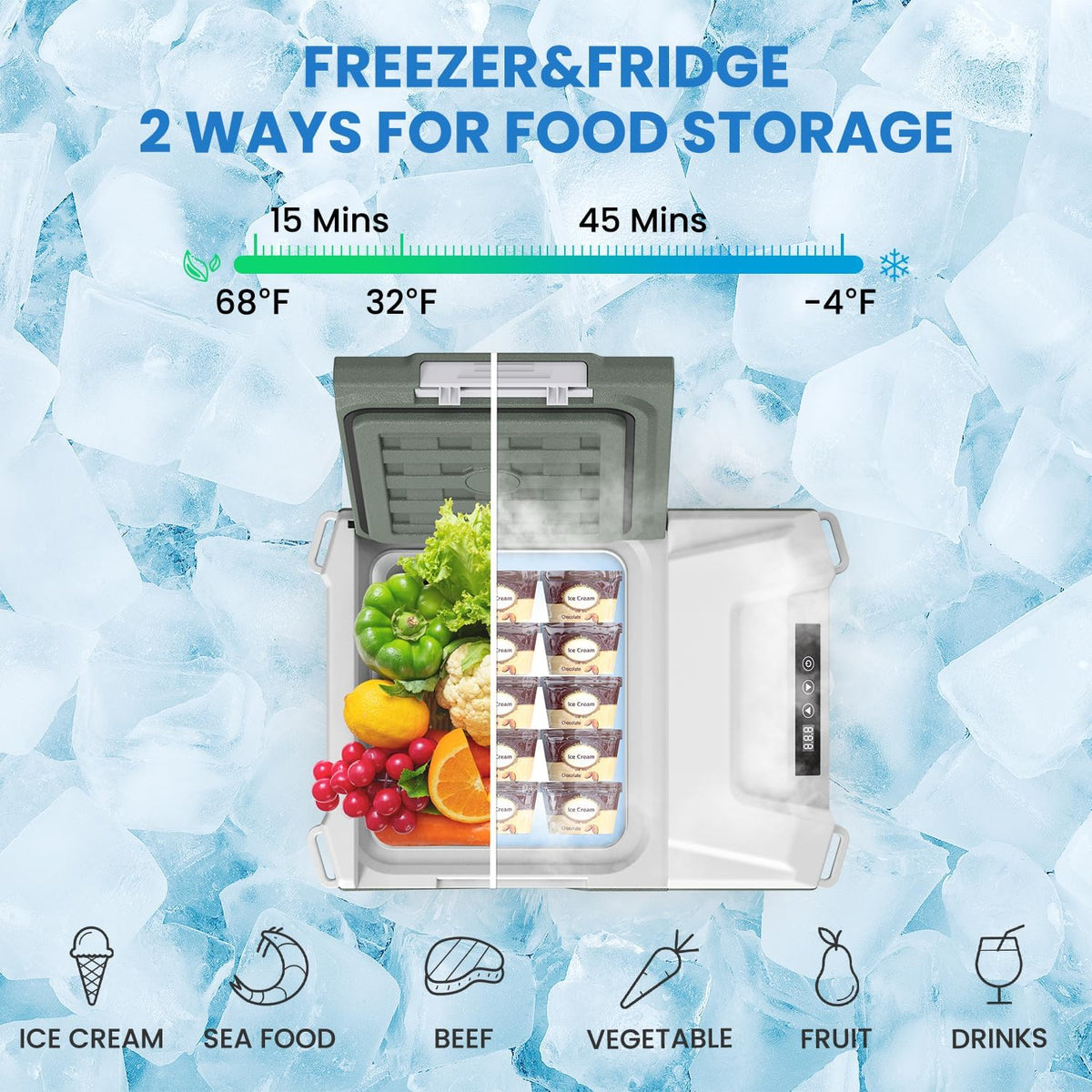Alpicool 12 Volt Refrigerator 12V Car Fridge 10 Quart Small Car Refrigerator Portable Fridge 12/24V DC 110~240 Volt AC for Truck RV Camper SUV Portable Freezer Electric Cooler for Camping (-4℉-68℉)