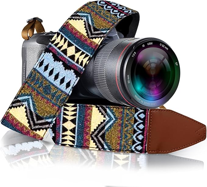 Art Tribute Camera Strap, Vintage Embroidered Neck Shoulder & Crossbody Camera