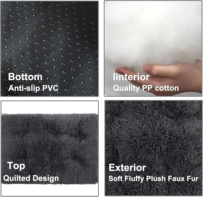 Dog Crate Mat, Dog Bed for Large Dogs, Comfy Fluffy Kennel Pad Anti-Slip for Dog beds & Furniture, Quilted Dog Bed for Pets for Medium/Small Dogs Cats (Color : Gray 1, Size : 20x14.9)