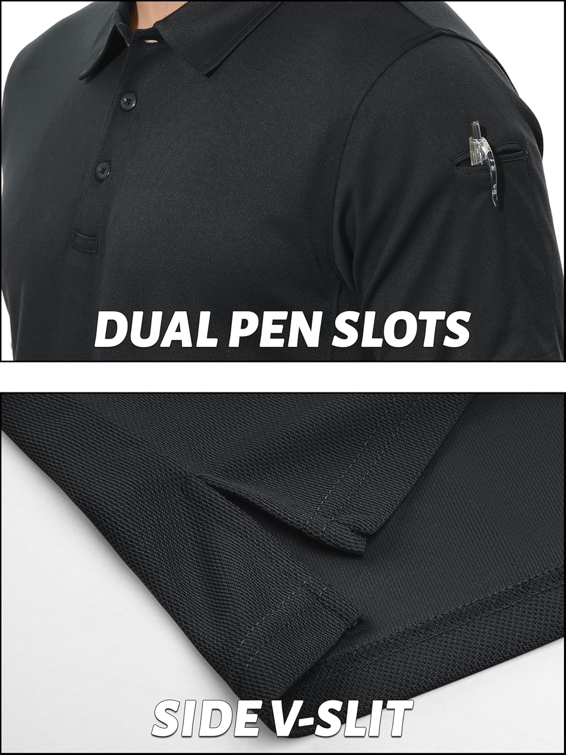 TACVASEN Men's Polo Shirt - Dry Fit Short Sleeve Tactical Golf Shirt with UPF 50+ Protection